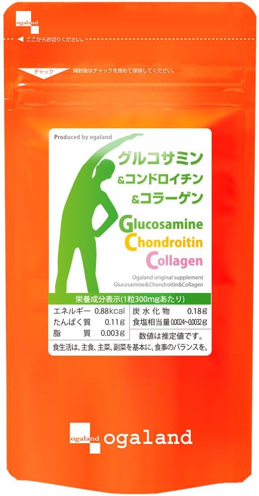 ogaland Values Glucosamine & Chondroitin & Collagen (270 Capsules / Approximately 3 Month Supply), For Those Who Want To Be Conscious of Active Everyday (Dextrin/Hyaluronic Acid) Supplement Supports Health Habits