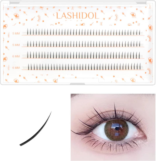 LASHIDOL False Eyelashes, Natural Point Fit, Home Self Pine Extensions, Lower Eyelashes, Large Capacity, 160 Bundles, 0.2 - 0.2 inches (5 - 6 mm) (Mimosa, Matsueku, Black)