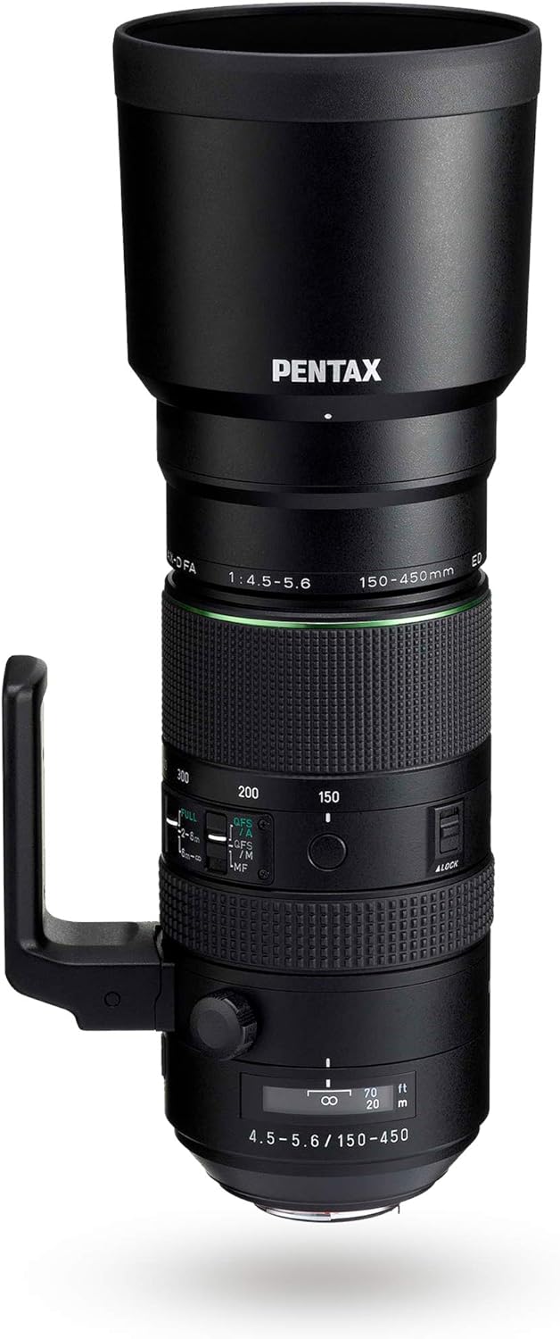 ペンタックス HD PENTAX-D FA 150-450mmF4.5-5.6ED DC AW 遠距離撮影に適した超望遠ズームレンズ, アウトドアでも安心の防塵防滴構造, 逆光などの厳しい光源下でもコントラストの高いクリアな描写を実現, ペンタックス一眼レフKシリーズはボディ内手ぶれ補正搭載 21340