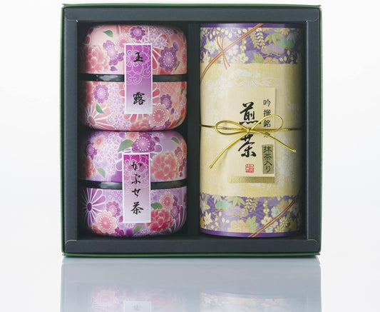 Dokura Tea Gift, 3 Types, Assorted Gyokuro, 1.8 oz (50 g), 1.8 oz (50 g), Green Tea with Matcha, 4.2 oz (120 g), Elegant Traditional-30 Gift for Your New Year's Day