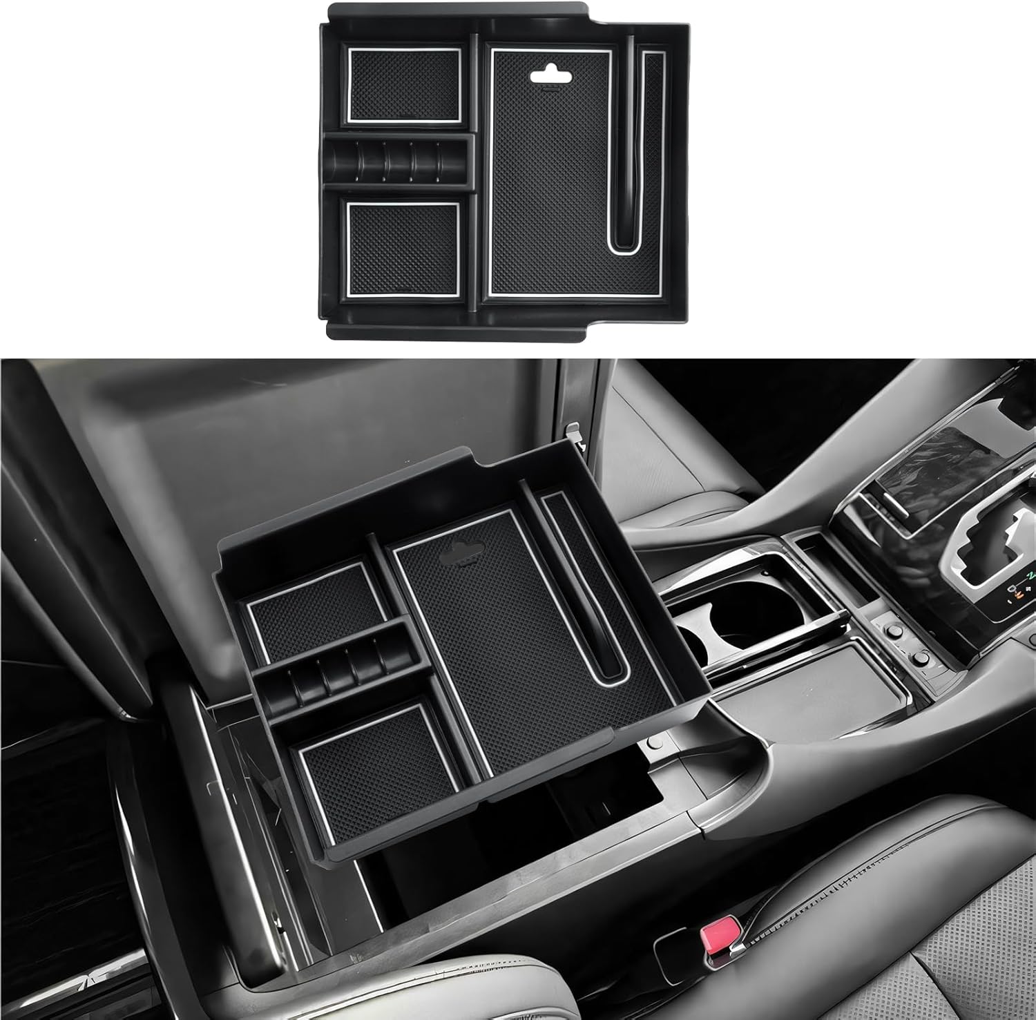 ECOZEN Console Box, For Late Alphard 30 Series, Console Tray, Small Accessories Storage Box, Center Console, Car Storage, Dividers, Box, Tray, Storage Box, ABS Material, Dirt Resistant, Anti-Slip, 30
