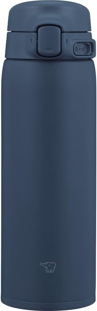 【限定】 Zojirushi Water Bottle, 480 ml, Dishwasher Safe, Seamless Lid, Wash Only 2 Items, Lightweight & Compact, Keeps Cold & Warm, One-Touch Mug, Navy SU-BA48AM-AD