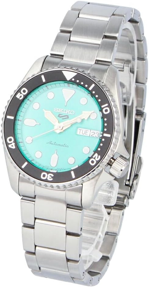 SEIKO5 SRPK33K SKX Sports Watch, Men's, Automatic Winding, Analog, 3 Hands, Stainless Steel, Metal, Turquoise Green