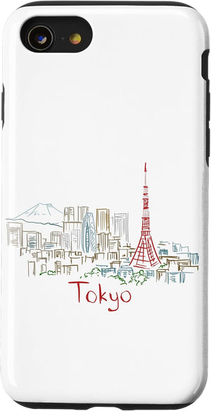 東京 日本 旅行 お土産 パノラマ 都市 ランドマーク ギフト スマホケース iPhone SE (2020) / 7 / 8 用