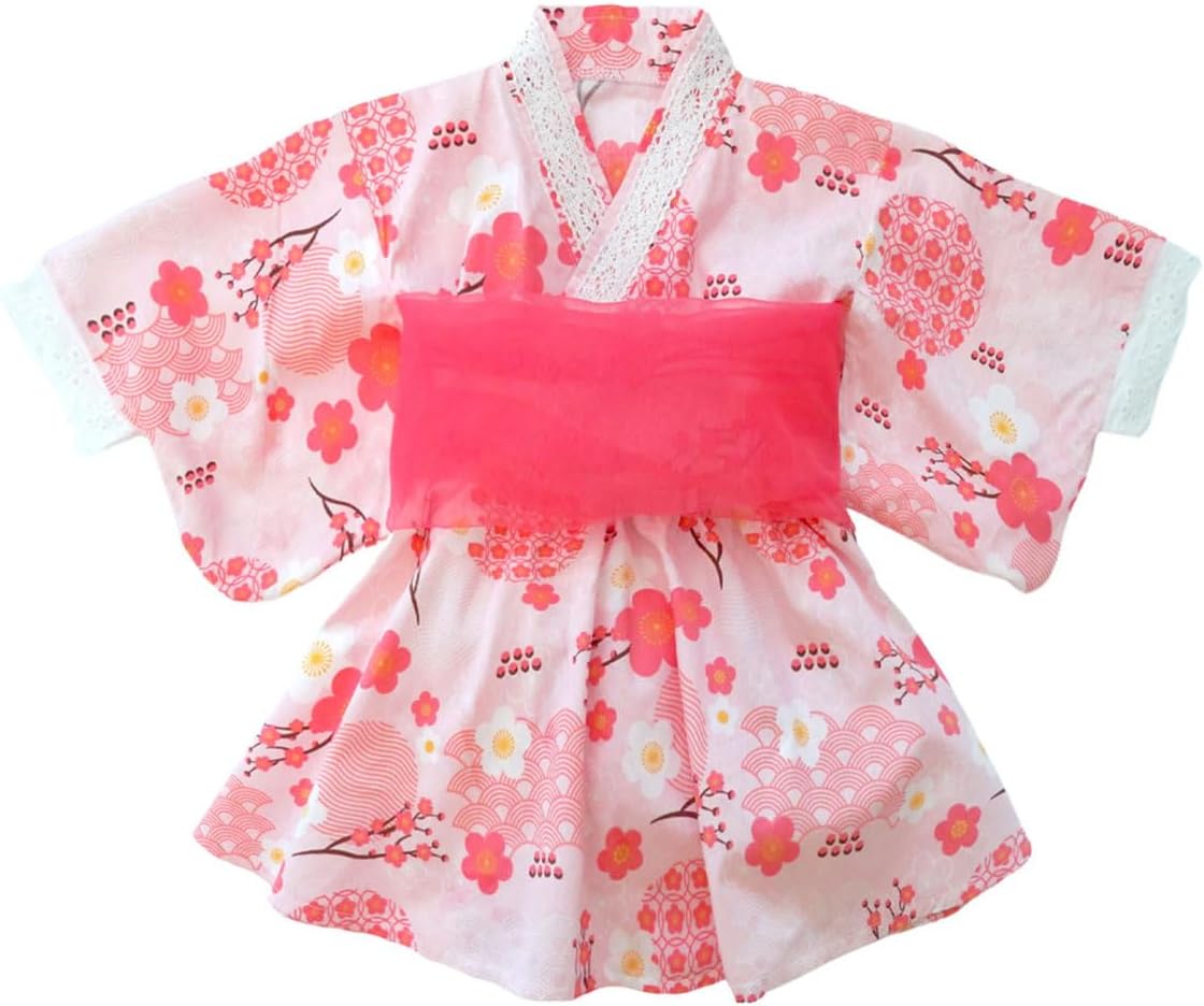 SLINX HF01 Children’s Yukata, Girls, Babies, Kids, Summer Festivals, Kimono, 2-Piece Set, Belt Set, Dress, Includes Obi Belt, Fireworks Festivals