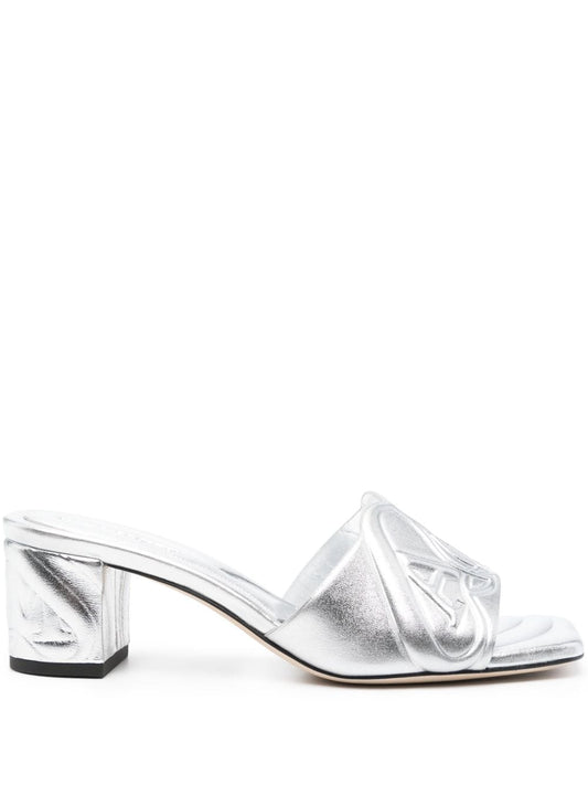 Alexander McQueen アレクサンダーMCクイーンメタリックレザーヒールサンダル - Image 1