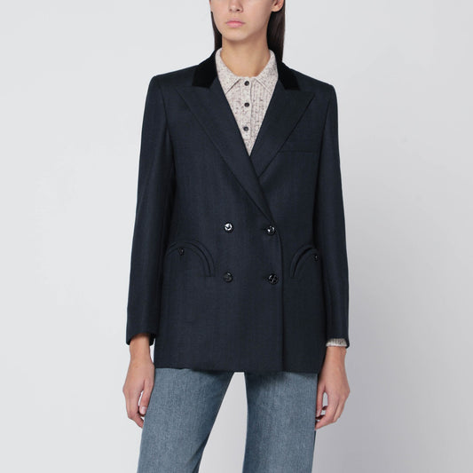 Blaze Milano BlazéMilanoDark Blue WoolとMohair Blazer Maine - Image 1