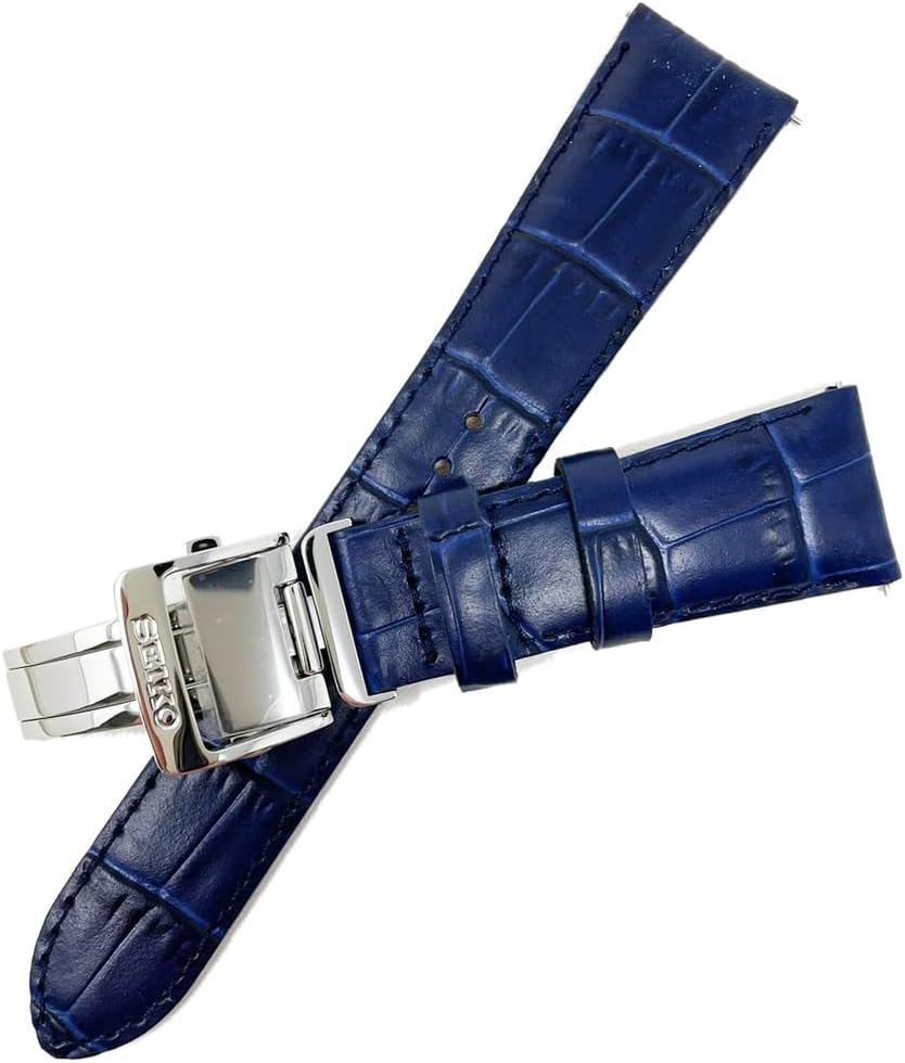 Seiko Time Lab Co., Ltd. Seiko Watch Band, Cowhide Calf Navy, Navy, Belt, D Buckle, Men's Watch Cloth (with Care Set)