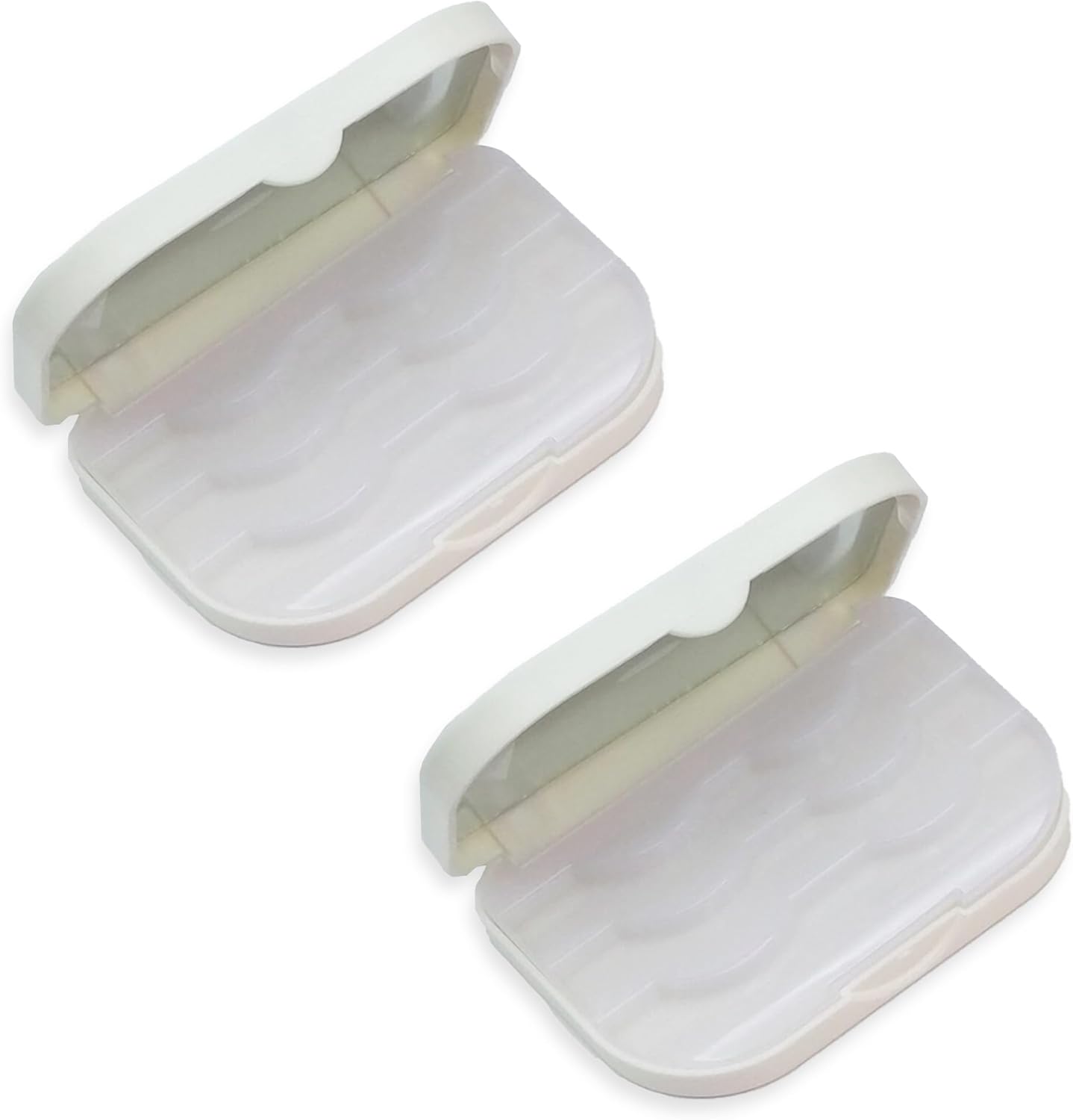 HAMILO False Eyelash Case, Mirror Eyelash Storage Case, Portable, 3 Tiers, Set of 2, white