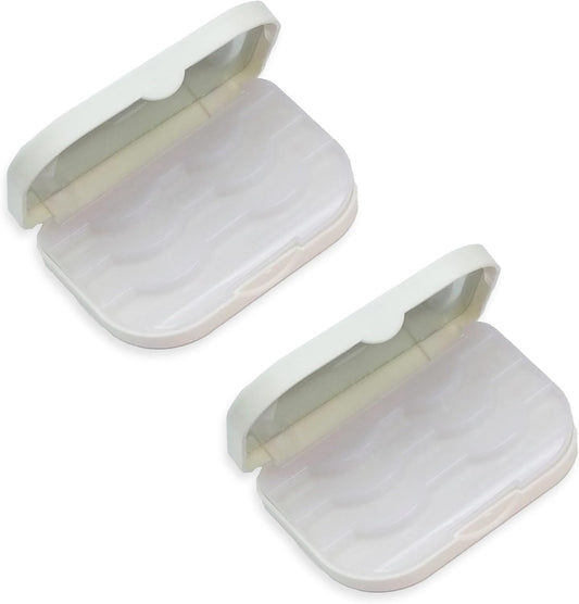 HAMILO False Eyelash Case, Mirror Eyelash Storage Case, Portable, 3 Tiers, Set of 2, white