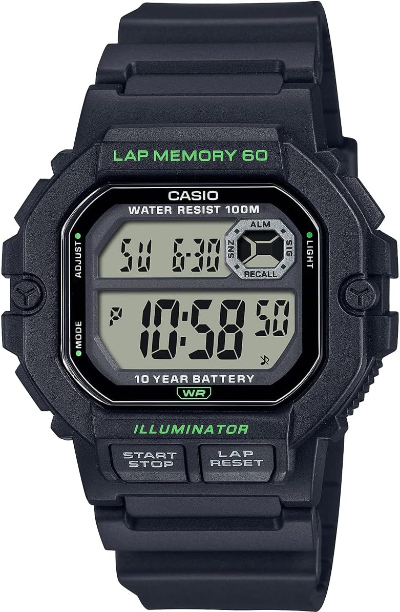 CASIO Casio sports gear WS-1400H Square Digital Watch Sport Running Jogging Wrap Memory 60 (Black)