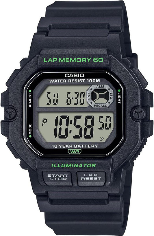 CASIO Casio sports gear WS-1400H Square Digital Watch Sport Running Jogging Wrap Memory 60 (Black)
