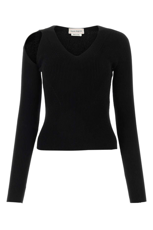 Alexander Mcqueen アレクサンダーマックイーンブラックウールブレンドセーター - Image 1