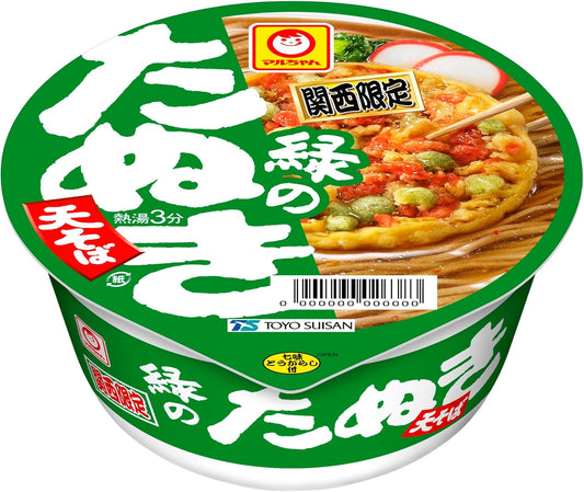 Red Fox Maru-chan Green Raccoon Tensoba, Kansai (3.6 oz (101 g) x 12 Pieces, Kansai Limited Cup Noodles, Kansai Style Tsuyu / Scallions, Cup Buckwheat, Small Shrimp Ten, Kamaboko (Kamaboko) Buy Box