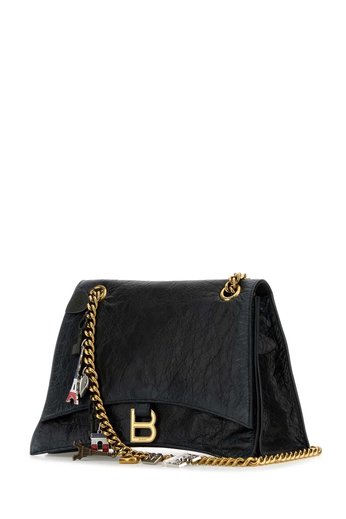 Balenciaga バレンシアガブラックレザーミディアムクラッシュチェーンショルダーバッグ - Image 1