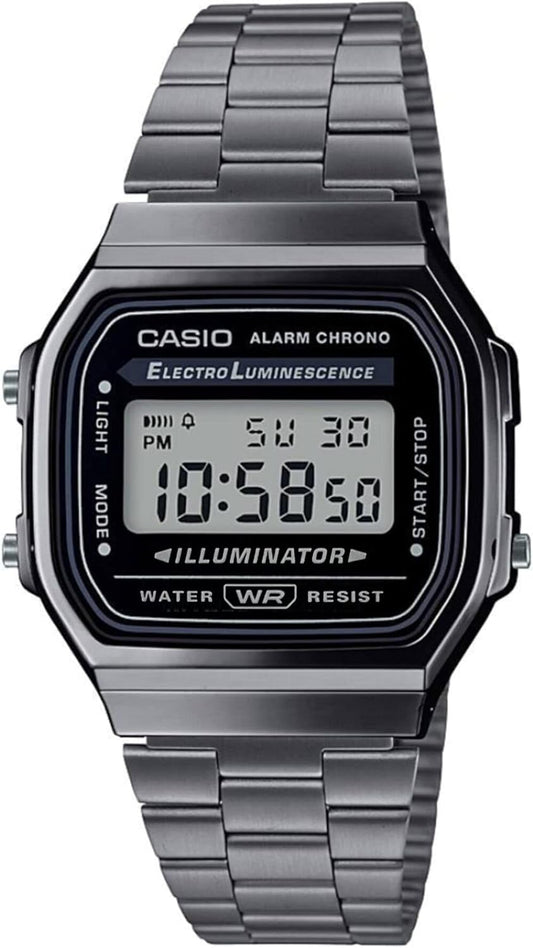 CASIO Standard A168WGG-1A Wristwatch, Men's, Women's, Kids, Boys, Girls, Cheap Casio, Digital Date, Black, Overseas Model, Bracelet Type