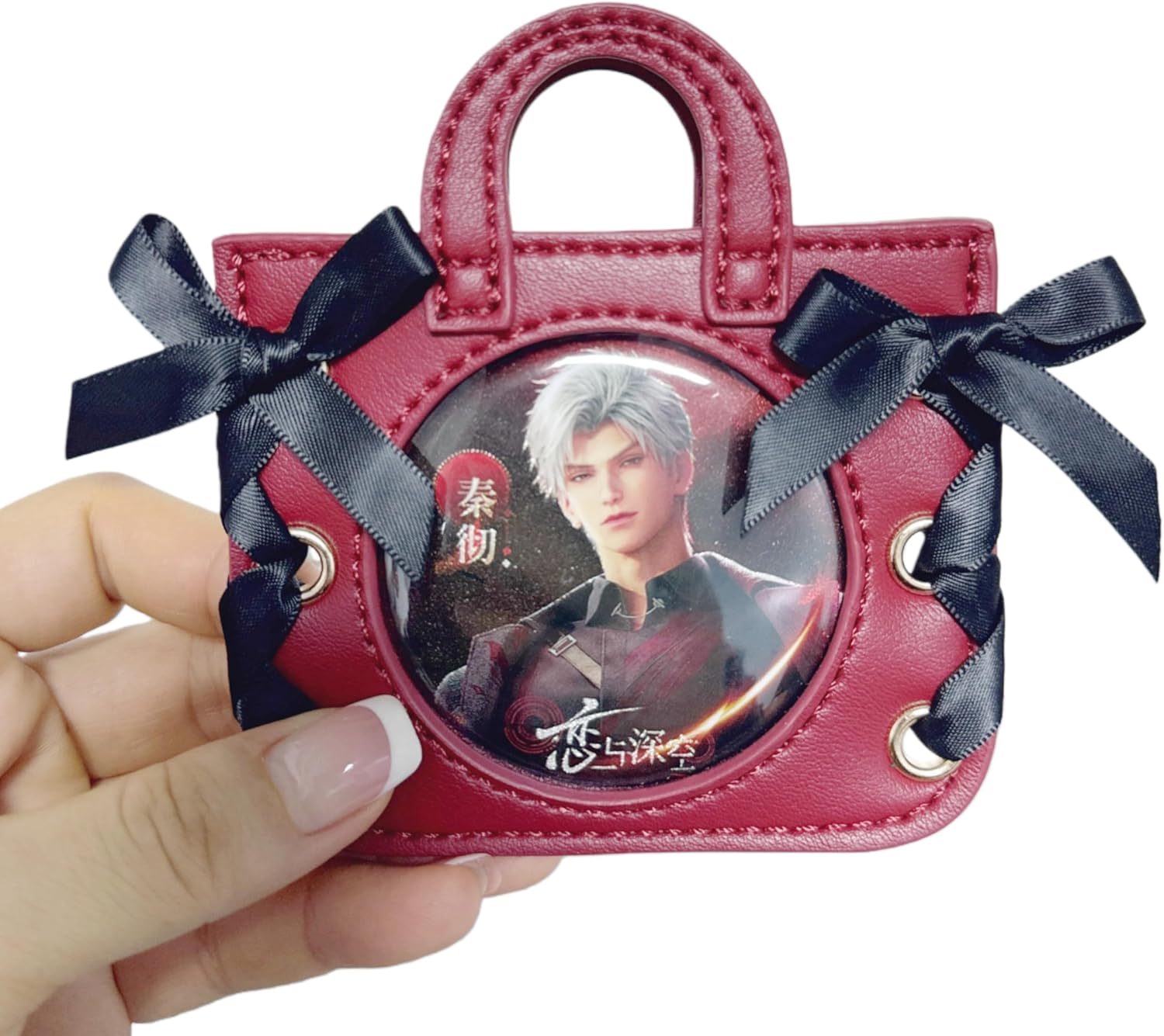 Can Badge Case, Can Badge Cover, PU Leather, Keychain Type, Transparent, Protects Dogs, Storage, Collections, Display, Anime Goods, Compatible with 2.2 inches (57 mm), 2.3 inches (58 mm) Badges (Dark