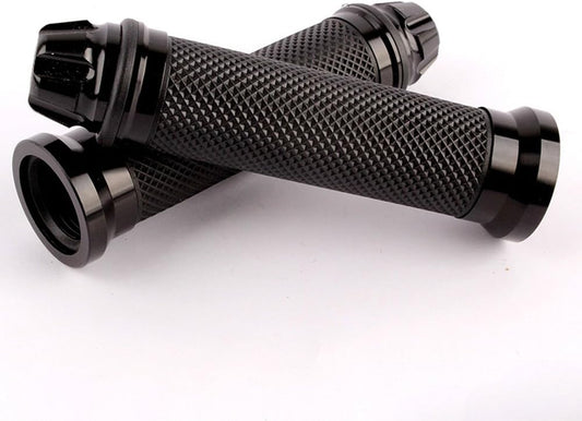 Evomosa Motorcycle Grips, Universal Motorcycle Grips, Aluminum Handlebar Ends 0.9 inches (22.2 mm), CNC Hand Grip, Left and Right Set, Black
