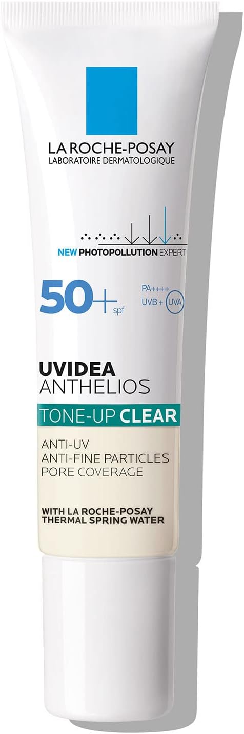 La Roche-Posay UVIDEA XL Tone-Up Clear Sunscreen and UV Makeup Base, Men’s, SPF50+ PA++++, Non-Greasy, No Color, Pore/Shine Cover, Fragrance-Free, Sensitive/Combination/Oily Skin, 1.0 fl oz (30 ml)