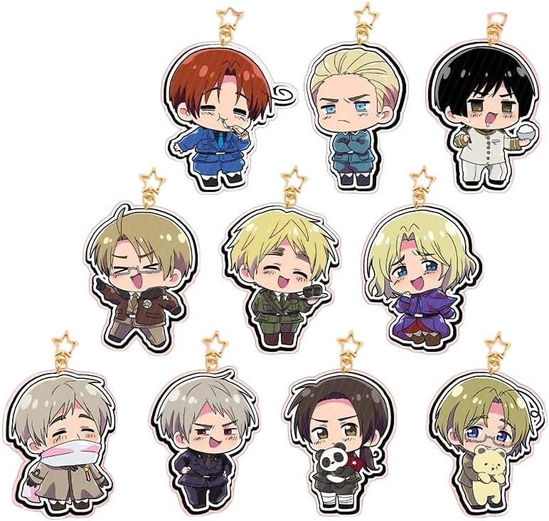 多個模様選択可 ヘタリア風 グッズ キーホルダー 日本 イギリス イタリア ヘタリア オシャレ 可愛い 携帯 装飾 アクリル製品 アニメ セット販売 日常 誕生日 贈り物 取付簡単 かばん掛け 鍵 グッズ 小道具[非公式] [並行輸入品]