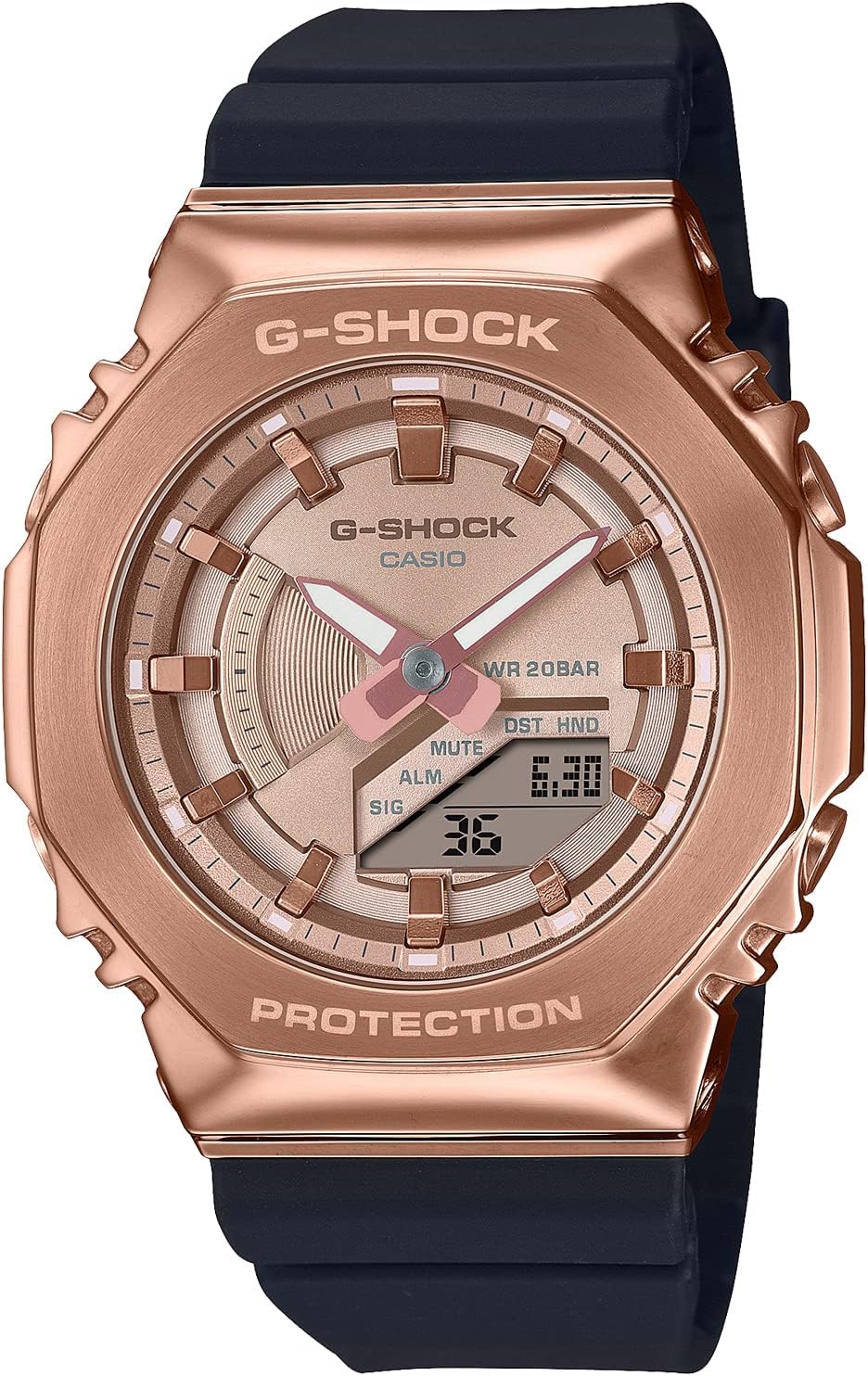 Casio GM-S2100 Wristwatch, Metal Cover, Classic Color, black / pink gold, 1 piece, watch