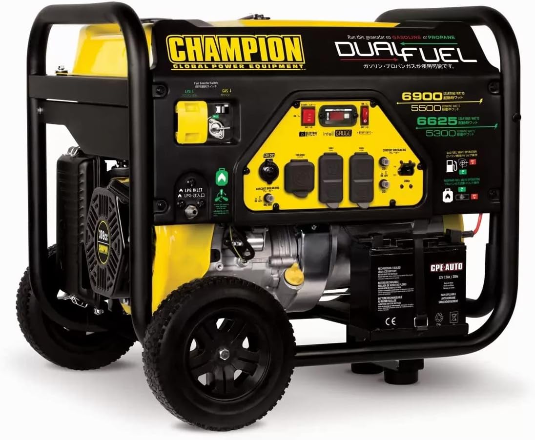 CPG5500DF-J Generator, 5500 W, 50/60 Hz, Compatible with Gasoline/LP Gas