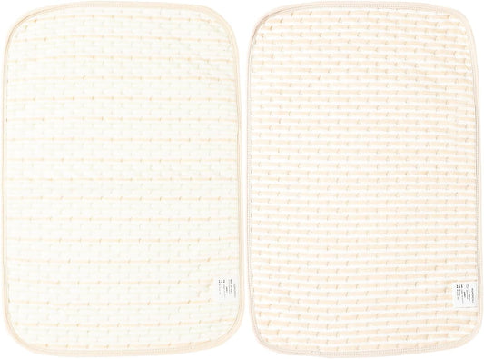 Momsmenu Diaper Changing Mat, Baby, Waterproof, Non-slip, Organic Cotton, For Children, Diaper Changing Sheet, Washable, Portable Size, 11.8 x 17.7 inches (30 x 45 cm), Set of 2