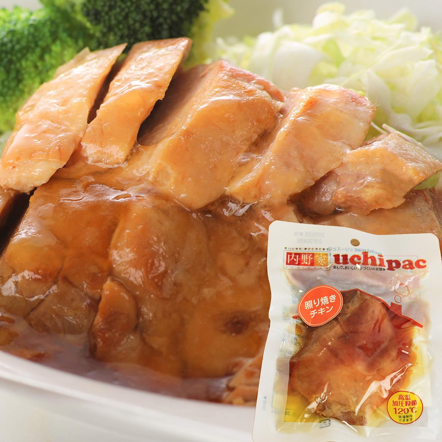 Uchinoya uchipac Additive-Free Teriyaki Chicken, High Protein (Room Temperature Storage, 1 Year) Teriyaki Chicken, Approx. 3.5 oz (100 g) x 10 Servings Set, Authentic Home Cooking Flavor, Emergency