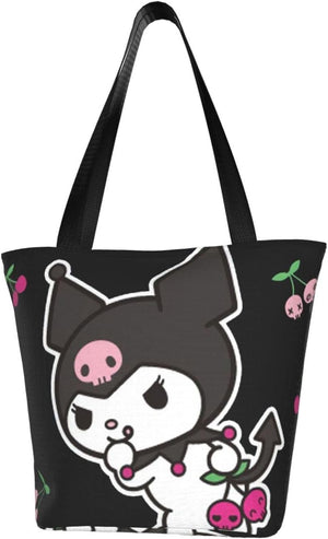 [NEXEAR] Sanrio Chromi Eco Bag, Shopping Bag, Foldable, Large Capacity, Foldable, Compact, Shopping Bag, Waterproof, Lightweight, Pocket Size, For Convenience Stores, Popular, Goods, Anime, Black