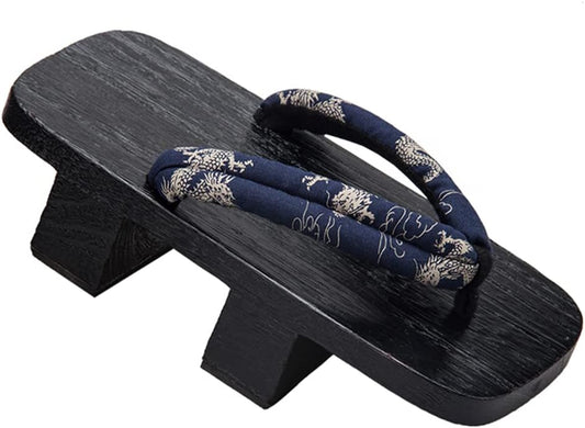 [cnstone] Men's Geta Clogs, Soft Nose Straps, Yakata/Black Lacquered Paulownia Clogs, Men's Cosplay, Two-ply Geta for Cosplay, Yukata, Summer Kimono, Unique Pattern, Men's Paulownia Clogs, Gift,