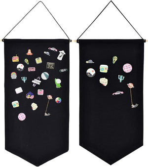 2 piezas organizador de broches para colgar en la pared, soporte de exhibición de joyas de lienzo, soporte para pines de esmalte, soporte para colgar banderines, organizador de aretes y