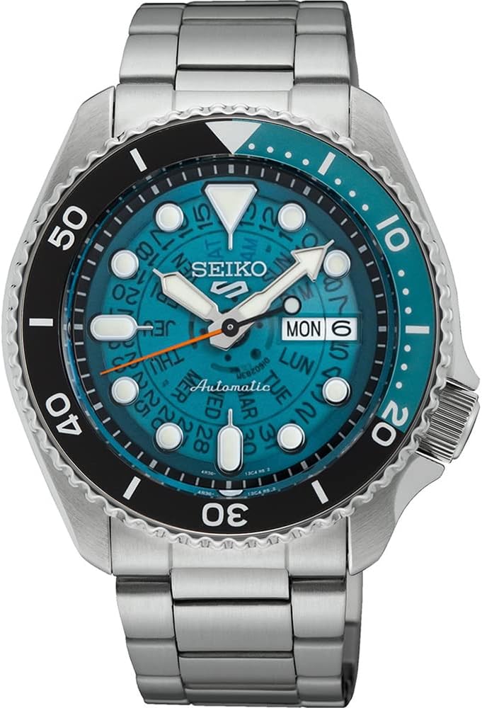 Seiko SRPJ45K1 Sports Mechanical Limited Edition Time Sonar Blue Automatic Hand Winding SKX Sports Style, Black, Bracelet Type