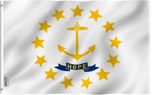 ANLEY Fly Breeze - Bandera del estado de Rhode Island de 3 x 5 pies, color vivo y a prueba de decoloración, cabecera de lona y doble costura, banderas Rhode Island RI de poliéster con ojales de latón