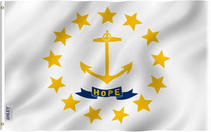 ANLEY Fly Breeze - Bandera del estado de Rhode Island de 3 x 5 pies, color vivo y a prueba de decoloración, cabecera de lona y doble costura, banderas Rhode Island RI de poliéster con ojales de latón