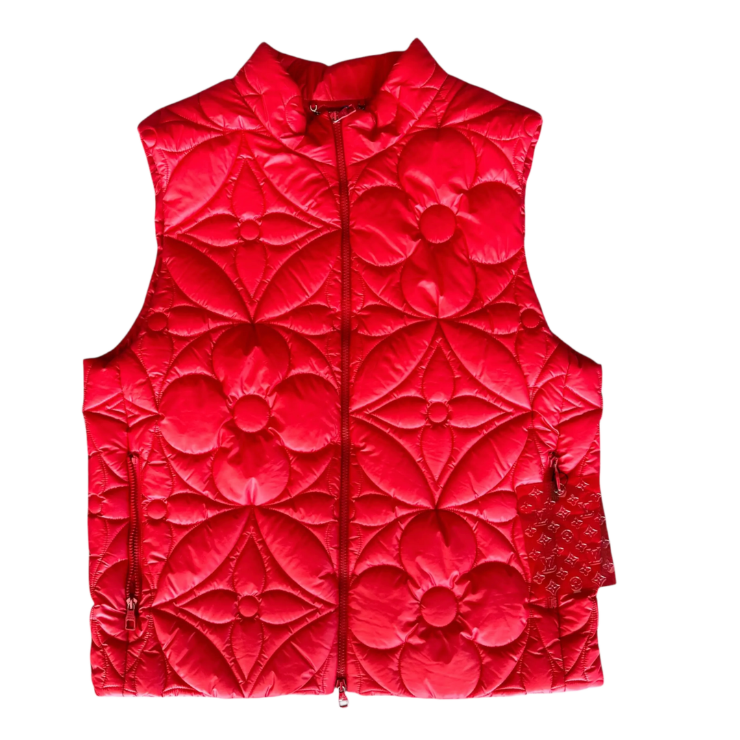LOUIS VUITTON 'RED FLOWER MONOGRAM' PUFFER VEST
