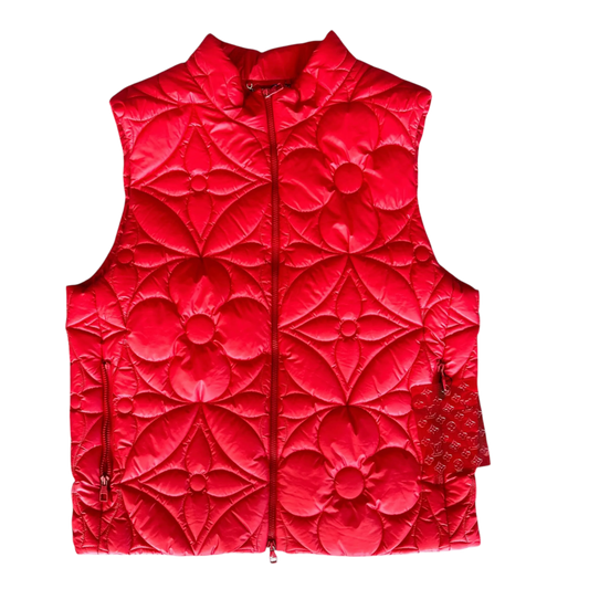 LOUIS VUITTON 'RED FLOWER MONOGRAM' PUFFER VEST
