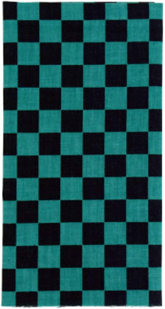 Green Checkered Tenugui Japanese Pattern Demon Printed Tenugui Pattern Cute Cool Green Made in Japan (Green Checkered Approx. 13.0 x 35.4 inches (33 x 90 cm)