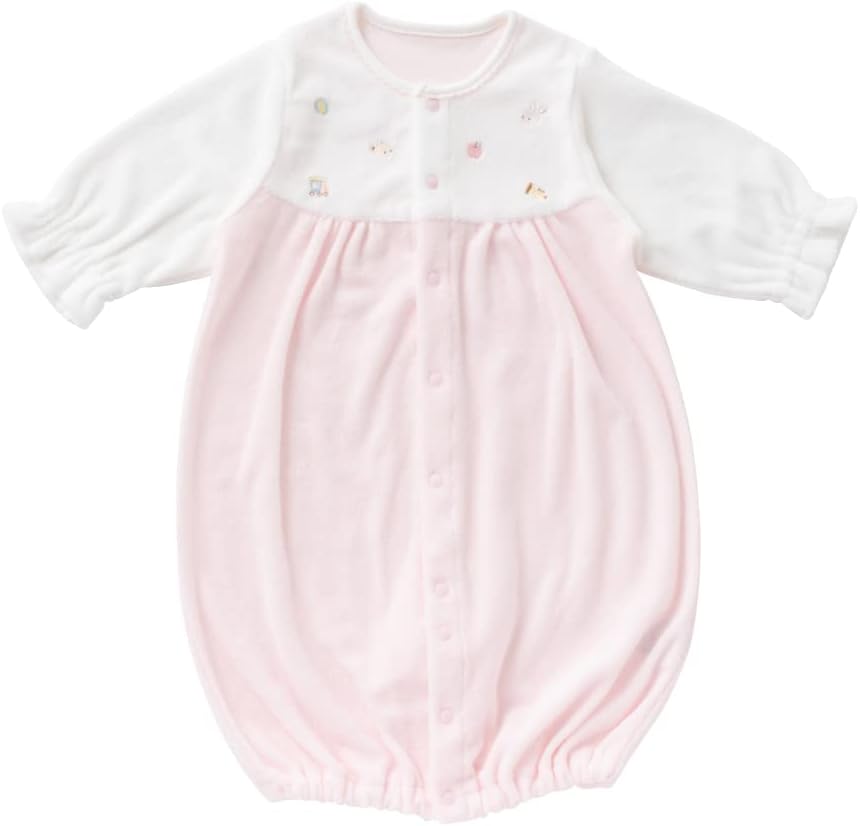 Cream De Coco Sweet Twisted Pile, Animal Embroidery, 2-Way Crotch Snap Replacement, Newborn, Baby, Made in Japan, 19.7 - 27.6 inches (50 - 70 cm), Material for Spring, Summer, Autumn, Winter