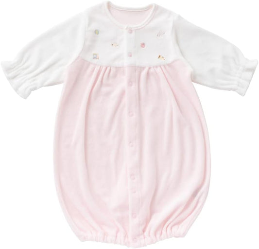 Cream De Coco Sweet Twisted Pile, Animal Embroidery, 2-Way Crotch Snap Replacement, Newborn, Baby, Made in Japan, 19.7 - 27.6 inches (50 - 70 cm), Material for Spring, Summer, Autumn, Winter