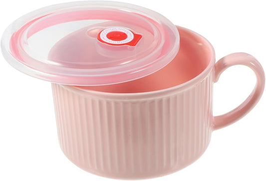 Ciieeo Ceramic Bowl, Instant Ramen Mug, Soup Mug, Instant Ramen Bowl, Udon Noodle Lunch Bowl, Ceramic Cover, Asian