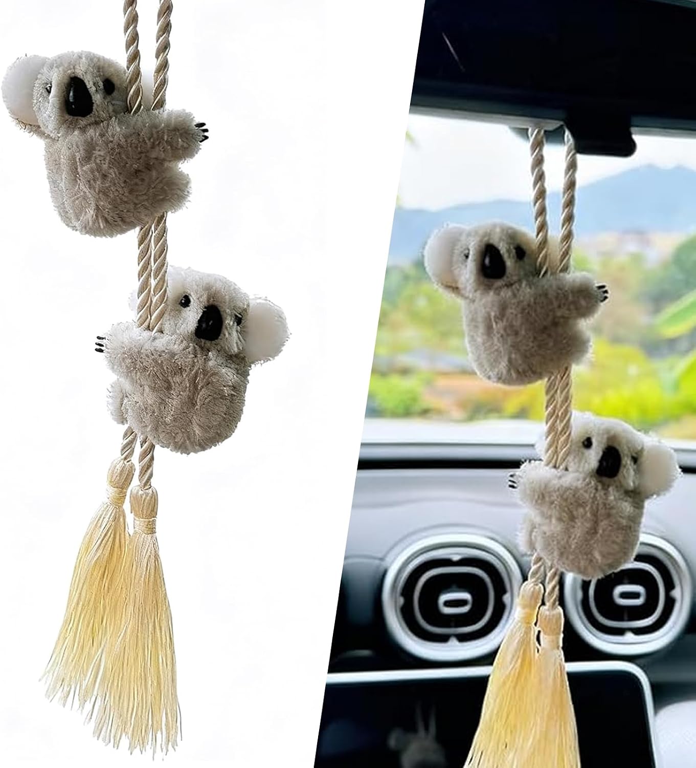 Lindo adorno colgante de koala oscilante, colgante de espejo retrovisor interior de koala de felpa, divertida decoración colgante de automóvil, regalos encantadores para mujeres y hombres