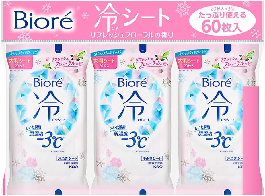 Bioré (Bulk Purchase) Can also be used for heatstroke prevention. Floral Cooling Sheet, Set of 3 (Exclusive)