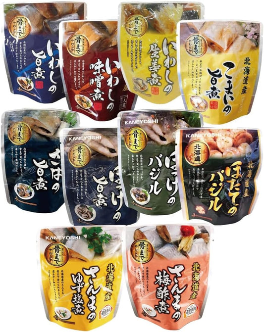 Retort Foods, Side Dishes, Fish & Side Dishes, Variety, 10 Types, 10 Meals, Assortment, Kaneyu, Cold Storage, Retort Pouch, Boiled Fish Scallops