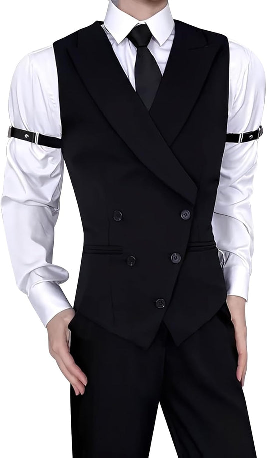 KALAOK Butler Cosplay Costume, Men's 4-Piece Set, Costume, Tuxedo Vest, Long Sleeve Shirt, Trousers, Necktie, Formal, Gentleman, Cosplay Costume, School Festival, Cultural Festival, Halloween