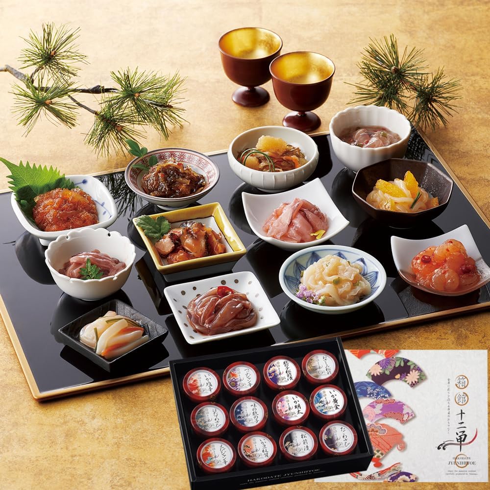 Hakodate Nunome "Junihitoe" 12 Types of Seafood Delicacies Snack Set, 2.5 oz (70 g) Each [In gift box]