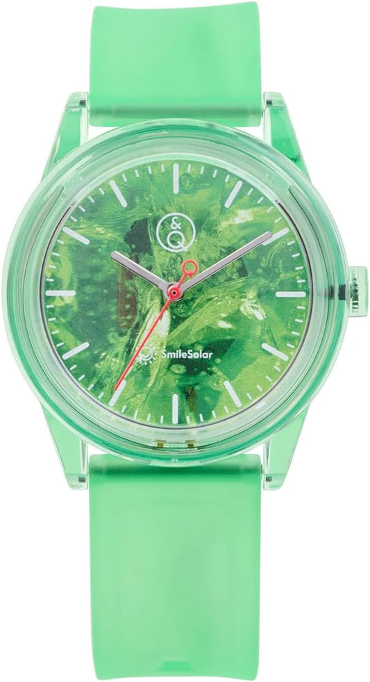 Q&Q SmileSolar R02A-508VK Solar Analog Travel Coffee Collaboration Model "Gensui" Green