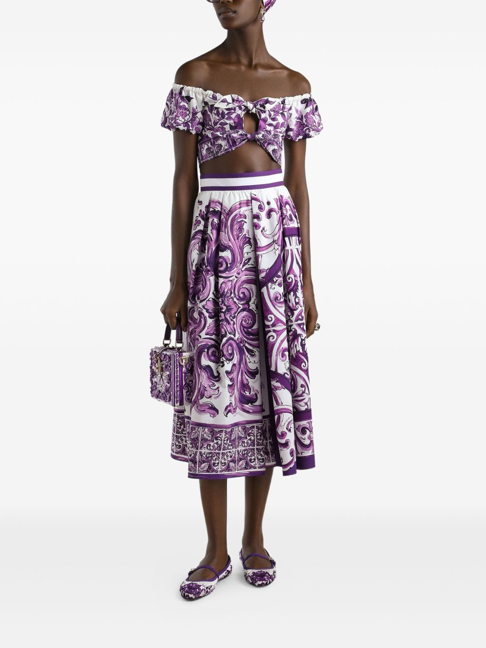 Dolce  Gabbana ドルチェ＆ガッバーナマイオリック版プリントコットンロングスカート - Image 1