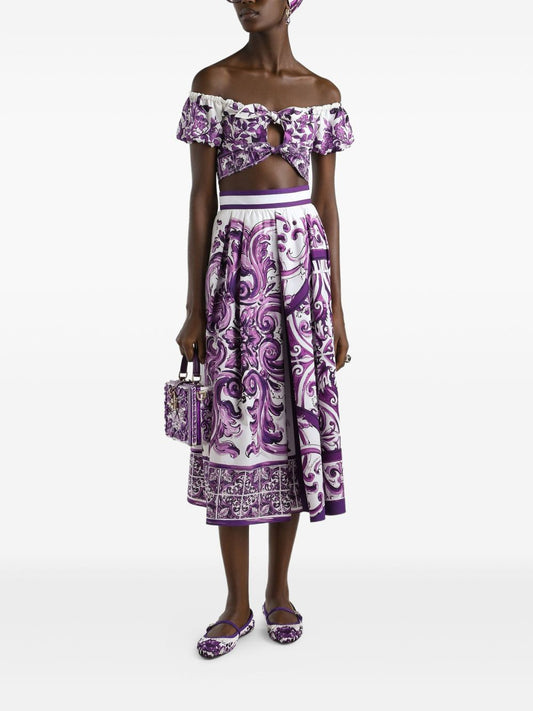 Dolce  Gabbana ドルチェ＆ガッバーナマイオリック版プリントコットンロングスカート - Image 1