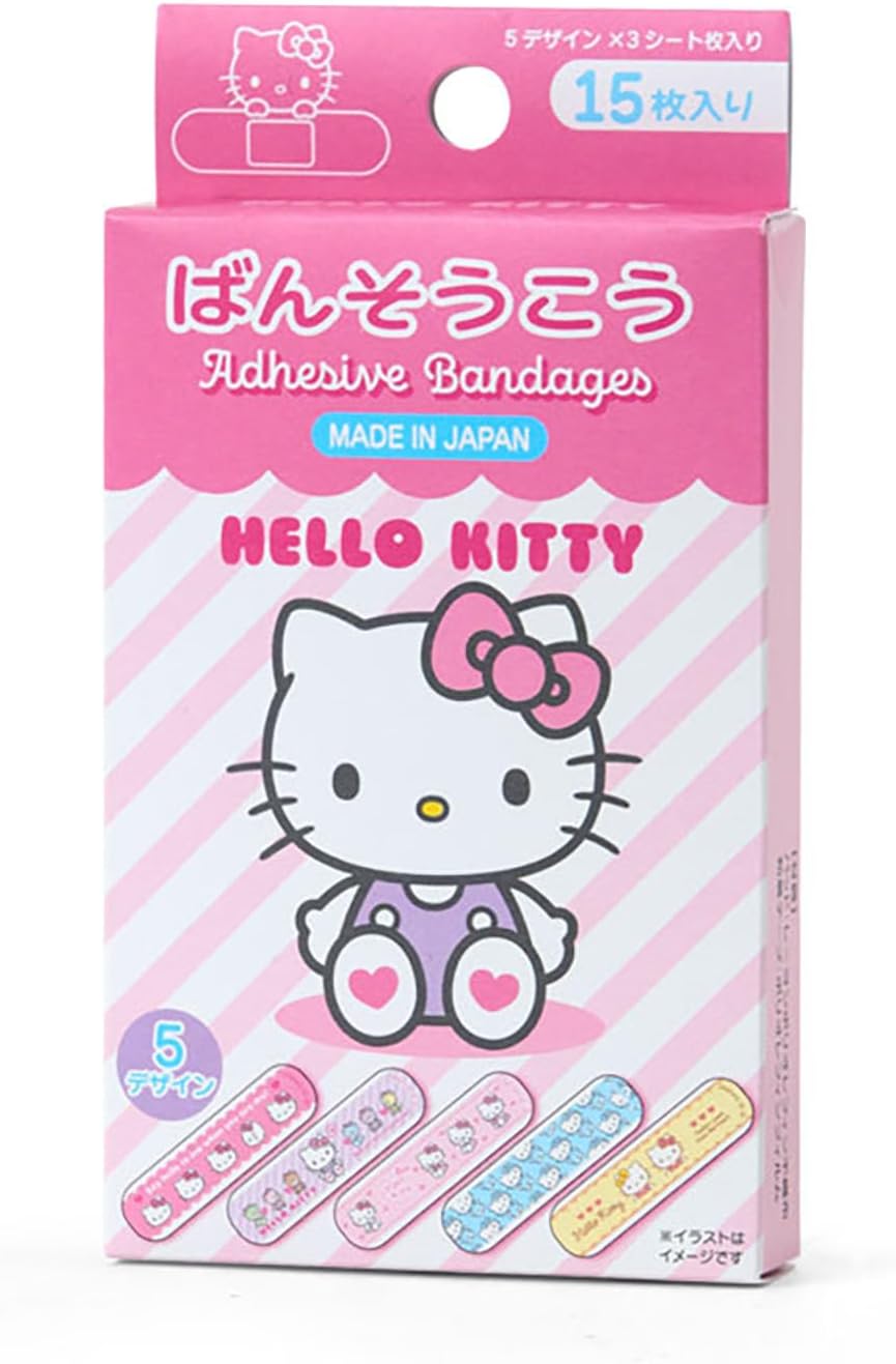 Sanrio Hello Kitty Bandage Boxed Pad: Rayon Polyolefin Non-Woven Adhesive Tape: Polyolefin Film, Individually Wrapped 620131