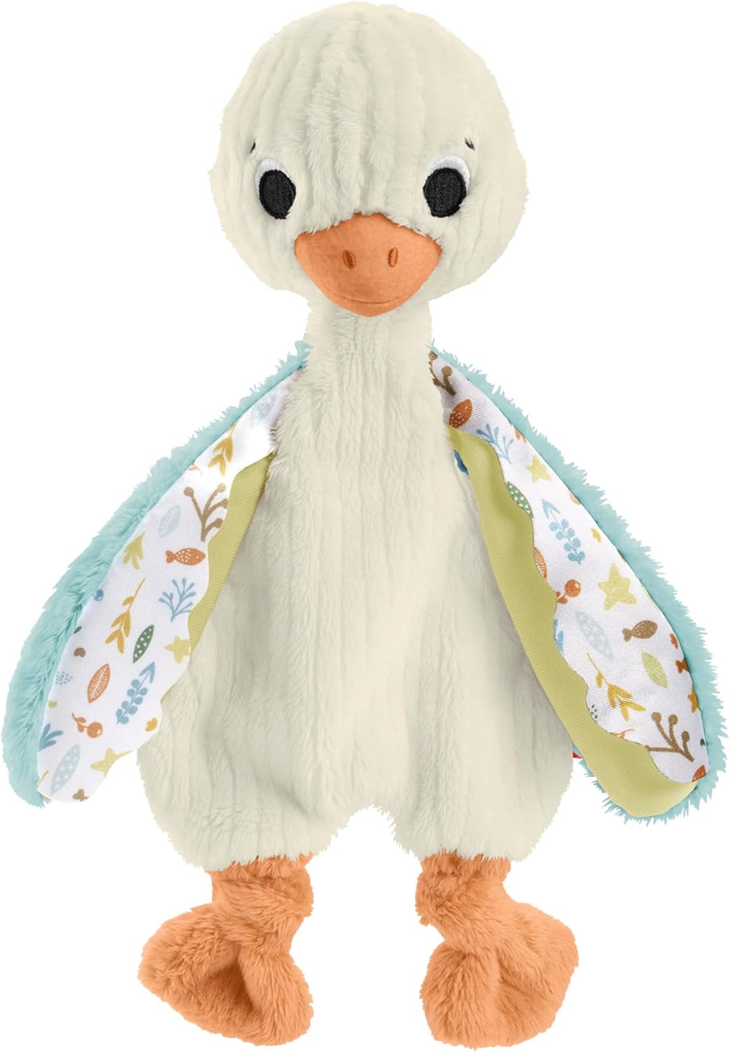 Fisher Price HRB16 Fluffy Duck Plush Baby Toddler Toy Stuffed Animal Rattle Rattle 3 Months and Up White